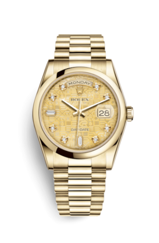 Rolex Day-Date 36 Yellow Gold Domed / President / Champagne MOP Computer 118208-0109