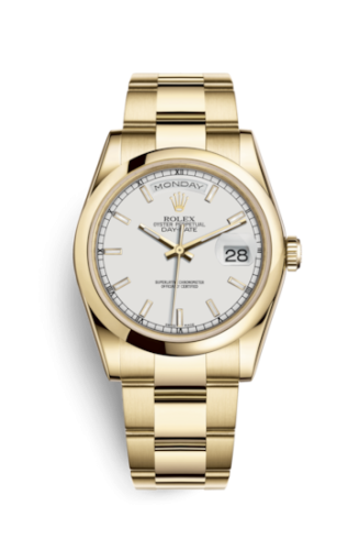 Rolex Day-Date 36 Yellow Gold Domed / Oyster / White 118208-0112