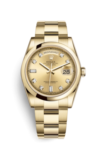 Rolex Day-Date 36 Yellow Gold Domed / Oyster / Champagne Diamond 118208-0115