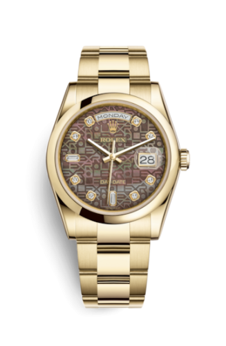 Rolex Day-Date 36 Yellow Gold Domed / Oyster / Black MOP Computer 118208-0139