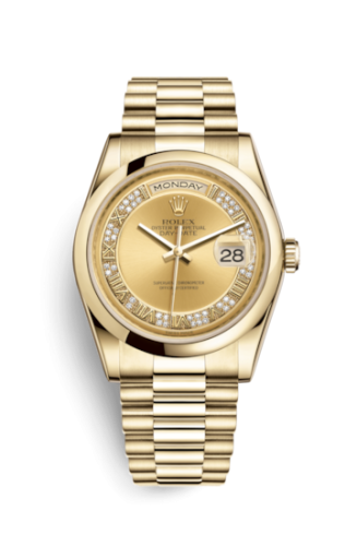 Rolex Day-Date 36 Yellow Gold Domed / President / Champagne Roman 118208-0326