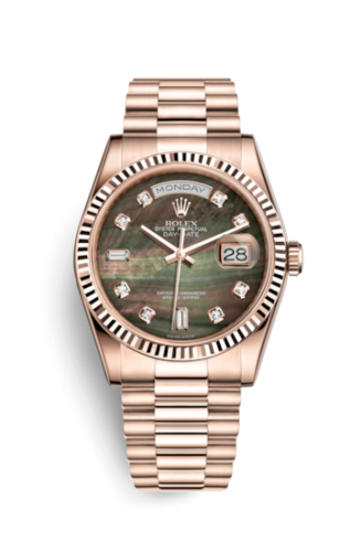 Rolex Day-Date 36 Everose Fluted / President / Tahitian MOP 118235f-0007