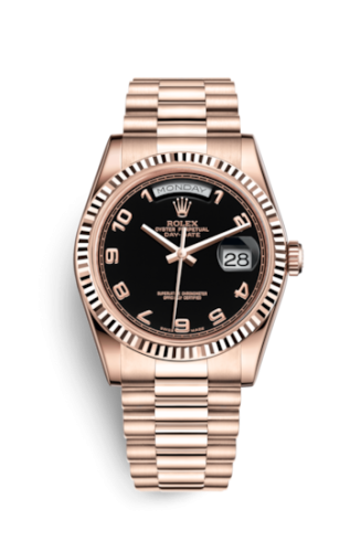 Rolex Day-Date 36 Everose Fluted / President / Black Arabic 118235f-0018