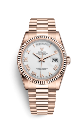 Rolex Day-Date 36 Everose Fluted / President / White Roman 118235f-0024