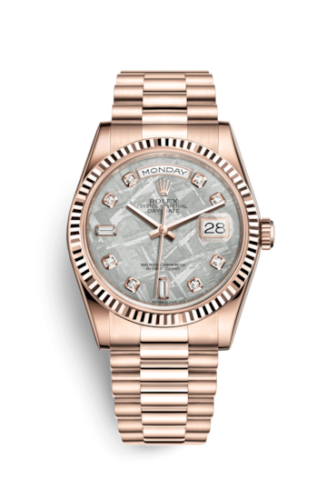 Rolex Day-Date 36 Everose Fluted / President / Meteorite 118235f-0026