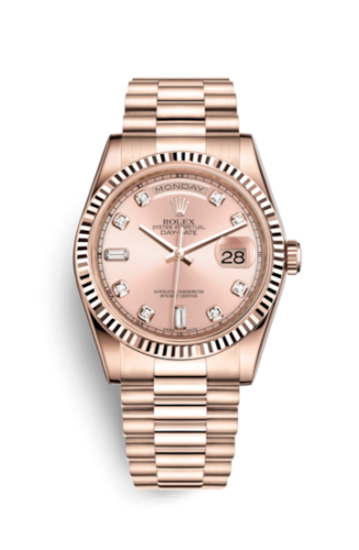 Rolex Day-Date 36 Everose Fluted / President / Pink Diamonds 118235f-0029