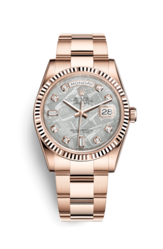 Rolex Day-Date 36 Everose Fluted / President / Meteorite Diamonds 118235f-0055