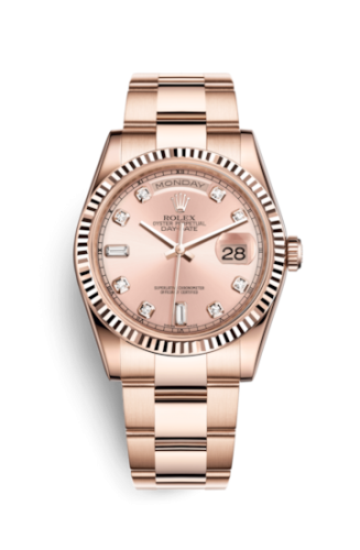 Rolex Day-Date 36 Everose Fluted / Oyster / Pink Diamonds 118235f-0058