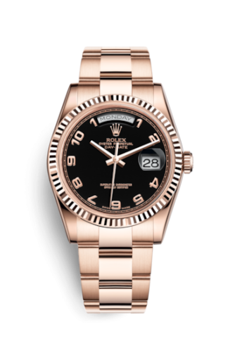 Rolex Day-Date 36 Everose Fluted / Oyster / Black Arabic 118235f-0060