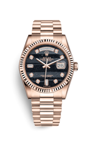 Rolex Day-Date 36 Everose Fluted / President / Ferrite 118235f-0107