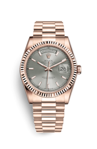 Rolex Day-Date 36 Everose Fluted / President / Rhodium 118235f-0120