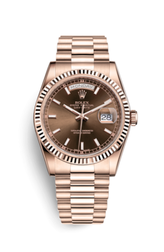 Rolex Day-Date 36 Everose Fluted / President / Chocolate 118235f-0121