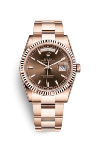 Rolex Day-Date 36 Everose Fluted / Oyster / Chocolate 118235f-0129