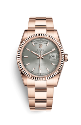 Rolex Day-Date 36 Everose Fluted / Oyster / Grey 118235f-0134