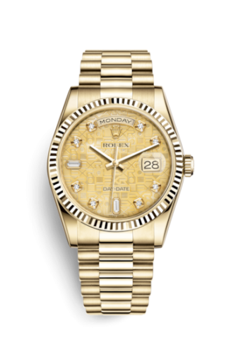 Rolex Day-Date 36 Yellow Gold Fluted / President / Champagne MOP Computer 118238-0105