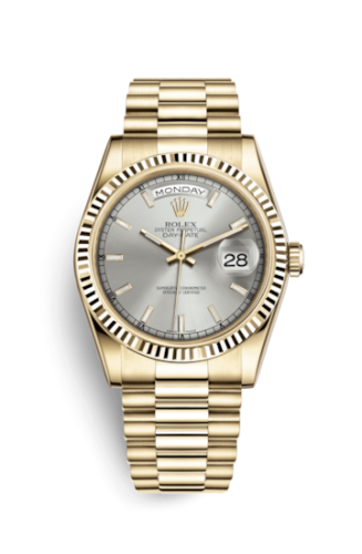 Rolex Day-Date 36 Yellow Gold Fluted / President / Silver 118238-0106