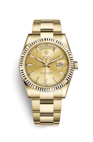 Rolex Day-Date 36 Yellow Gold Fluted / Oyster / Champagne 118238-0110