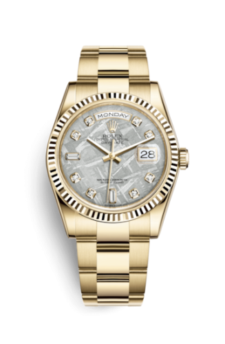 Rolex Day-Date 36 Yellow Gold Fluted Oyster Meteorite Diamonds 118238-0227