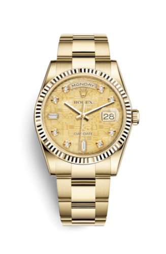 Rolex Day-Date 36 Yellow Gold Fluted / Oyster / Champagne MOP Computer 118238-0311