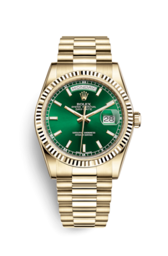 Rolex Day-Date 36 Yellow Gold Fluted / President / Green 118238-0419