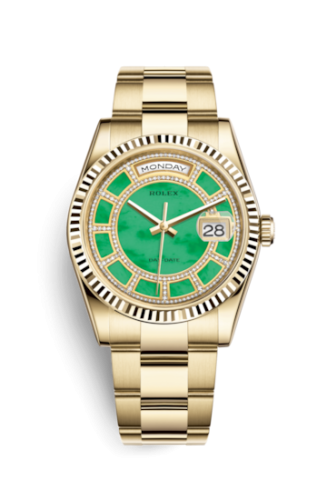 Rolex Day-Date 36 Yellow Gold Fluted / Oyster / Green Jade Carousel 118238-0438