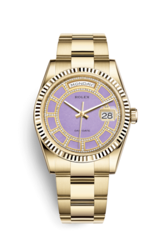 Rolex Day-Date 36 Yellow Gold Fluted / Oyster / Lavender Jade Carousel 118238-0439