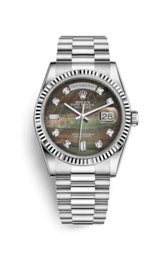 Rolex Day-Date 36 White Gold Fluted / President / Black MOP 118239-0076