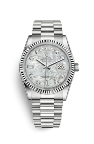 Rolex Day-Date 36 White Gold Fluted / President / MOP 118239-0080