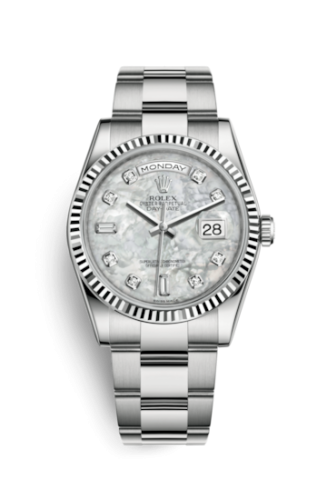 Rolex Day-Date 36 White Gold Fluted / Oyster / MOP 118239-0115