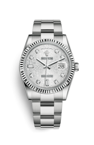 Rolex Day-Date 36 White Gold Fluted / Oyster / Silver Computer 118239-0143