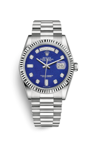 Rolex Day-Date 36 White Gold Fluted / President / Lapis Lazuli 118239-0276