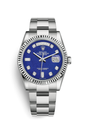 Rolex Day-Date 36 White Gold Fluted / Oyster / Lapis Lazuli 118239-0279