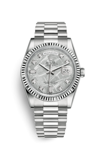 Rolex Day-Date 36 White Gold Fluted / President / Meteorite 118239-0294