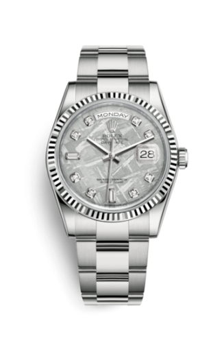 Rolex Day-Date 36 White Gold Fluted / Oyster / Meteorite 118239-0295