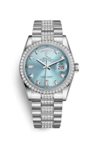 Rolex Day-Date 36 Platinum Diamonds / President Diamonds / Ice Blue Diamond 118346-0010