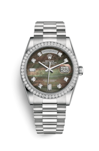 Rolex Day-Date 36 Platinum Diamonds / President / Black MOP 118346-0026
