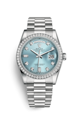 Rolex Day-Date 36 Platinum Diamonds / President / Ice Blue Diamonds 118346-0028