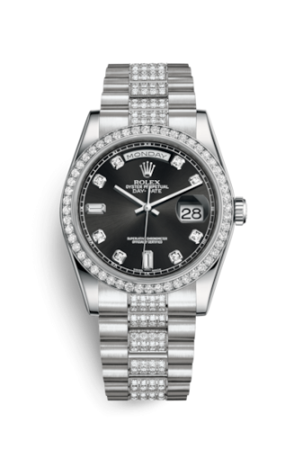 Rolex Day-Date 36 Platinum Diamonds / President Diamonds / Black Diamonds 118346-0057