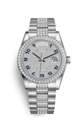 Rolex Day-Date 36 Platinum Diamonds / President Diamond / Paved 118346-0059