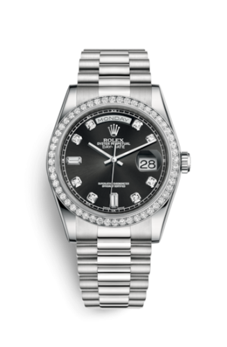 Rolex Day-Date 36 Platinum Diamonds / President / Black Diamonds 118346-0065