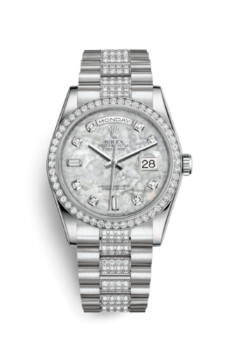 Rolex Day-Date 36 Platinum Diamonds / President Diamonds / MOP 118346-0073