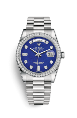 Rolex Day-Date 36 Platinum Diamonds / President / Lapis Diamonds 118346-0086