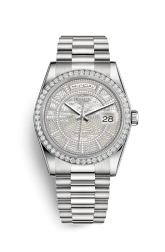 Rolex Day-Date 36 Platinum Diamonds / President / MOP Carousel 118346-0087