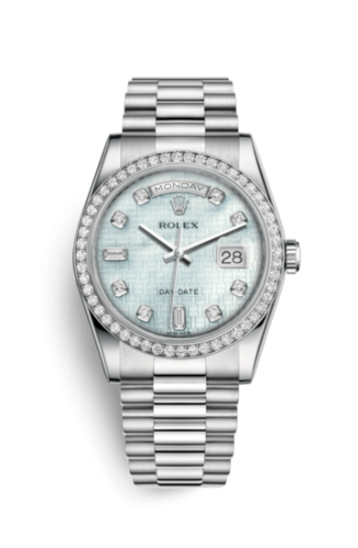 Rolex Day-Date 36 Platinum Diamonds / President Diamonds / Oxford MOP 118346-0088