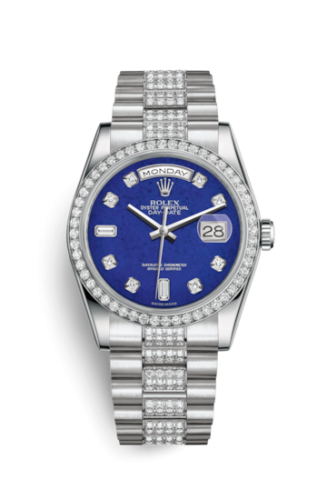 Rolex Day-Date 36 Platinum Diamonds / President Diamond / Lapis 118346-0089