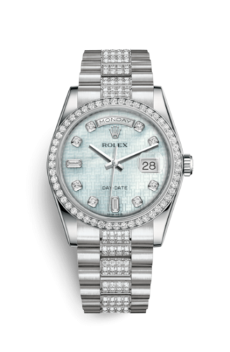 Rolex Day-Date 36 Platinum Diamonds / President Diamonds / MOP 118346-0090