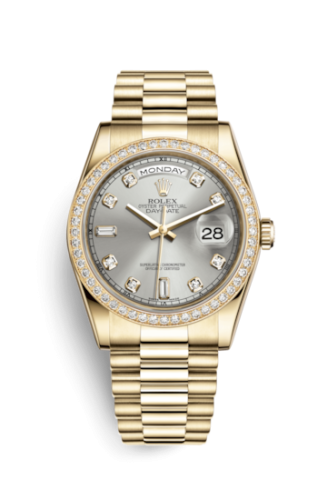 Rolex Day-Date 36 Yellow Gold Diamonds / President / Silver Diamonds 118348-0008