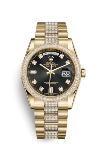 Rolex Day-Date 36 Yellow Gold Diamonds / President Diamond / Black Diamond 118348-0014