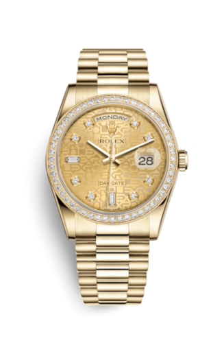 Rolex Day-Date 36 Yellow Gold Diamonds / President / Champagne Computer 118348-0019