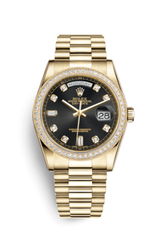Rolex Day-Date 36 Yellow Gold Diamonds / President / Black Diamonds 118348-0024